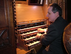 Paul Hale at the organ in St Peter's.
